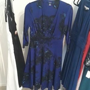 3/4 sleeve blue dress